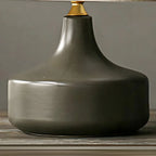 Lampe de chevet moderne en céramique en forme de tonneau avec abat-jour en lin