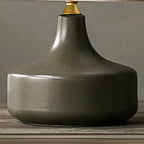Lampe de chevet moderne en céramique en forme de tonneau avec abat-jour en lin