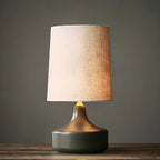Lampe de chevet moderne en céramique en forme de tonneau avec abat-jour en lin