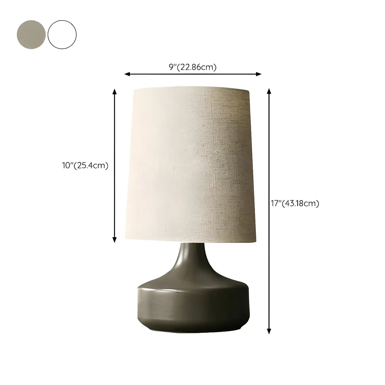 Lampe de chevet moderne en céramique en forme de tonneau avec abat-jour en lin