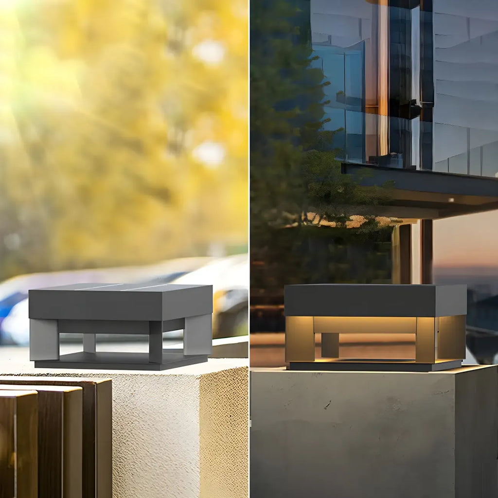Lampadaires extérieurs modernes à LED solaires à changement de couleur, noirs