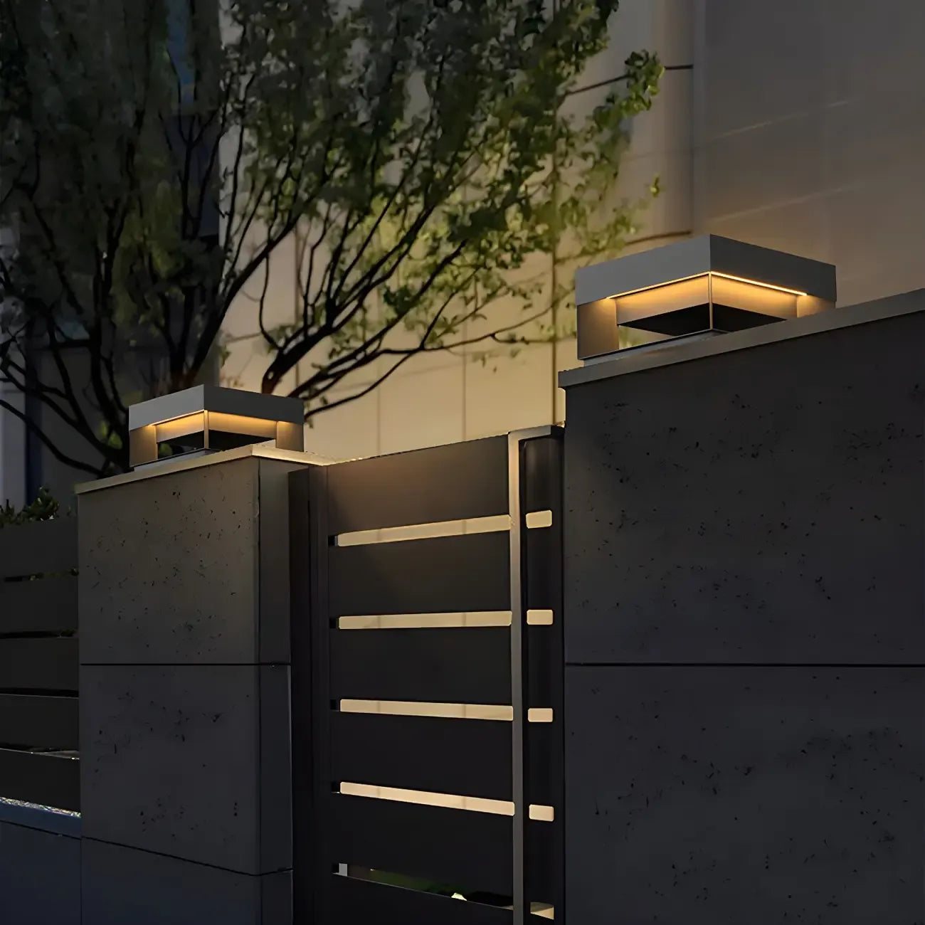 Lampadaires extérieurs modernes à LED solaires à changement de couleur, noirs