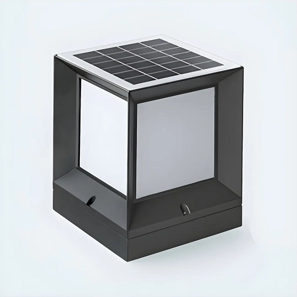 Lampe de poteau cubique en métal lisse et simple