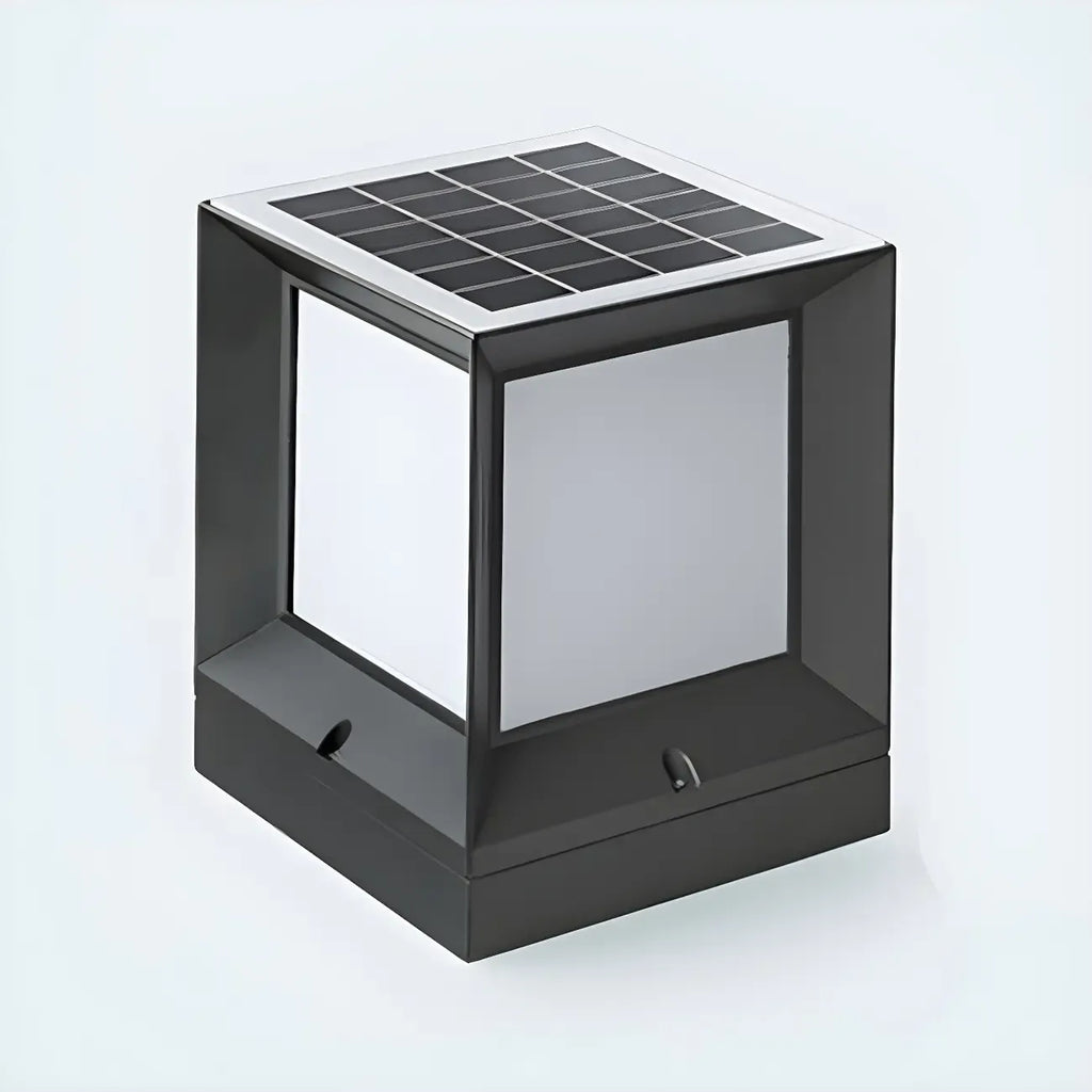 Lampe de poteau cubique en métal lisse et simple