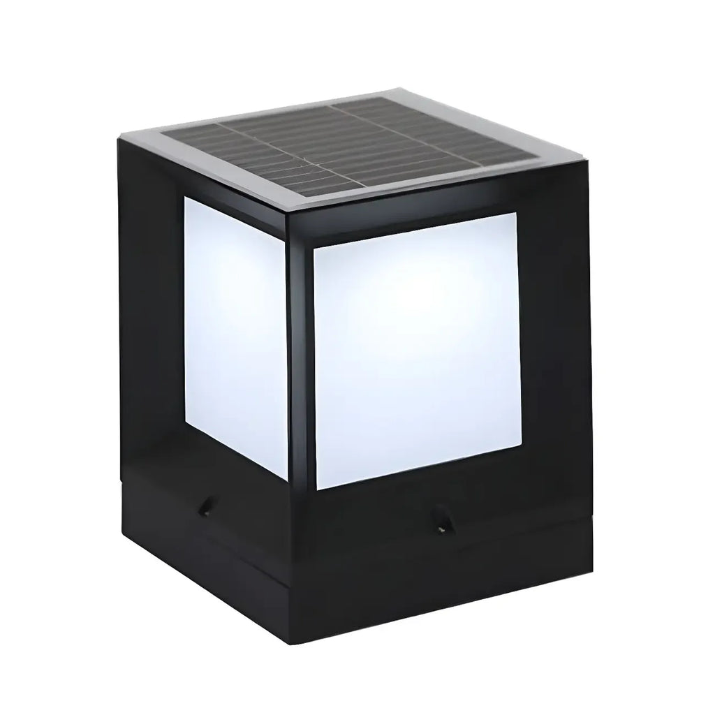 Lampe de poteau cubique en métal lisse et simple