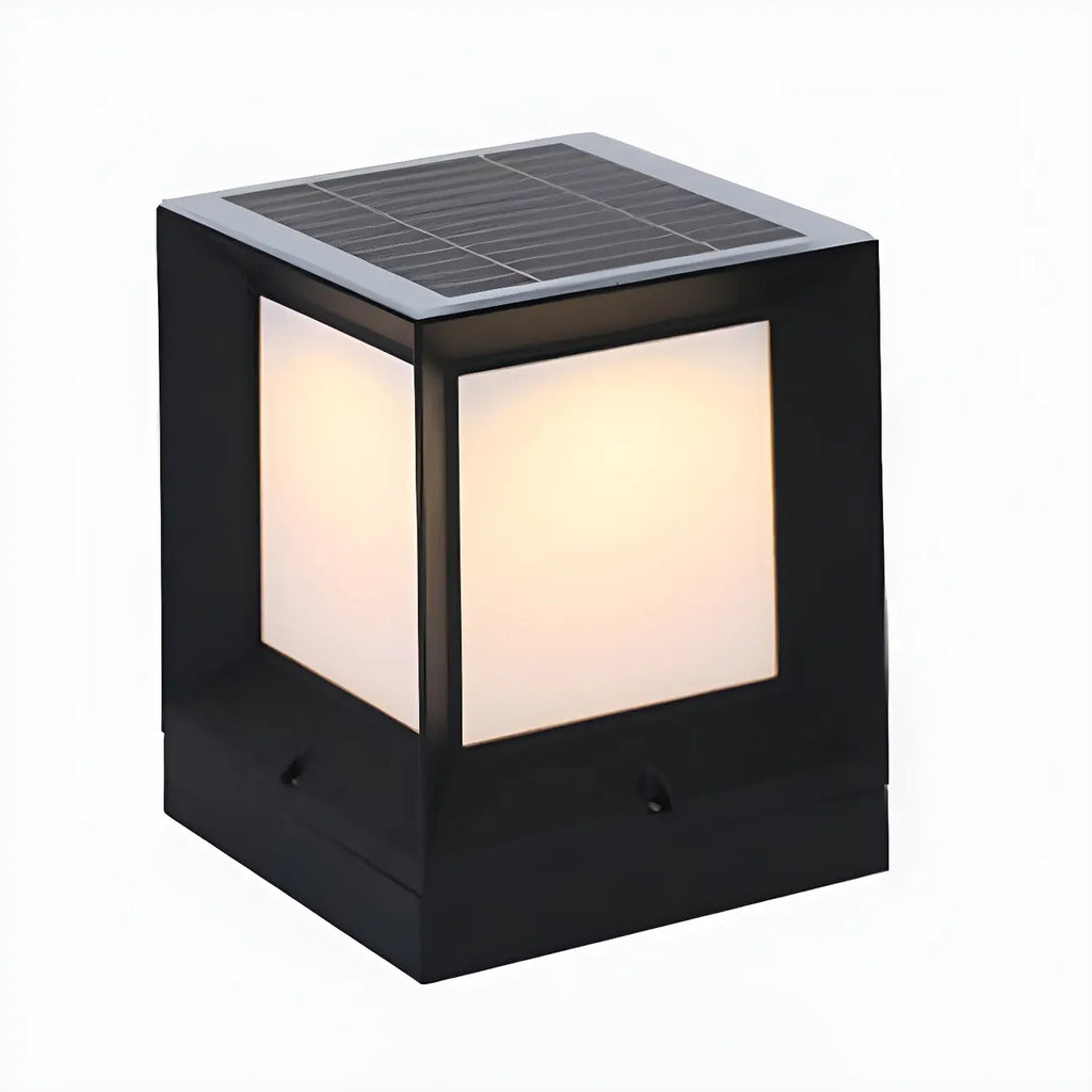 Lampe de poteau cubique en métal lisse et simple