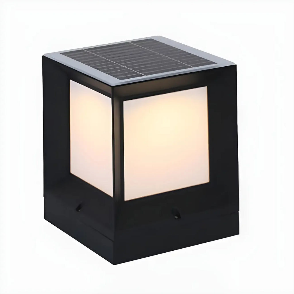 Lampe de poteau cubique en métal lisse et simple