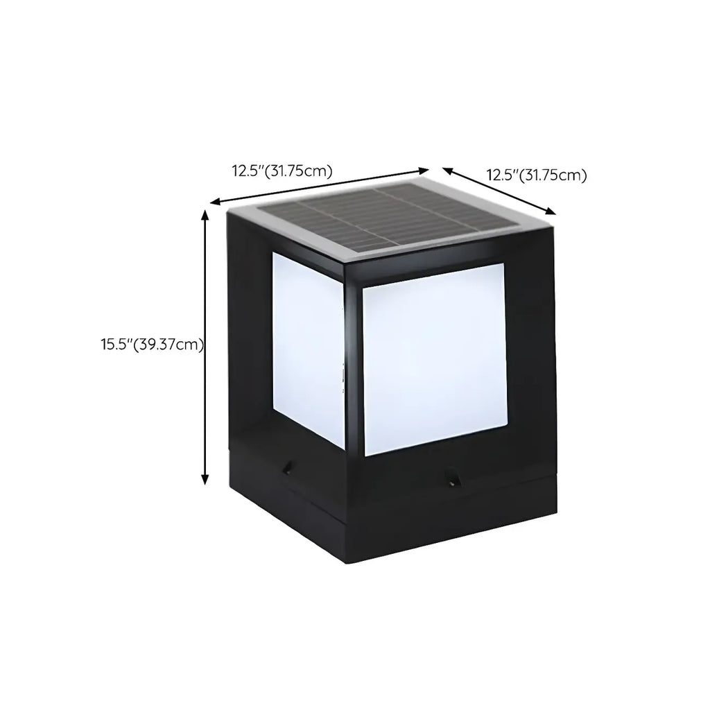 Lampe de poteau cubique en métal lisse et simple