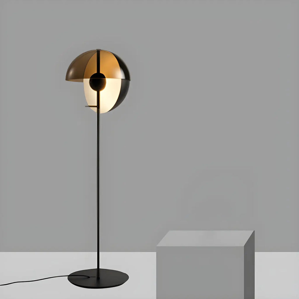 Lampadaire moderne en verre noir avec globe pour intérieur