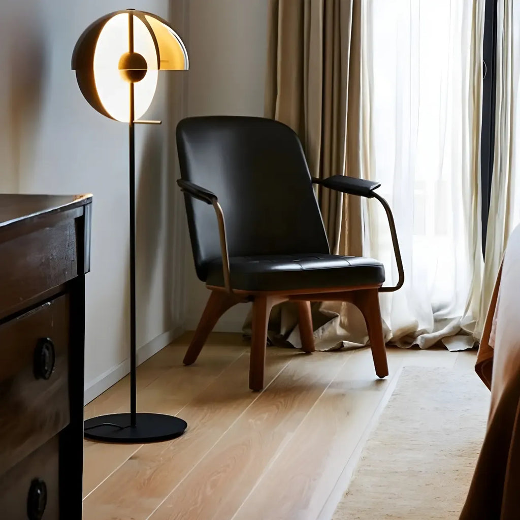 Lampadaire moderne en verre noir avec globe pour intérieur
