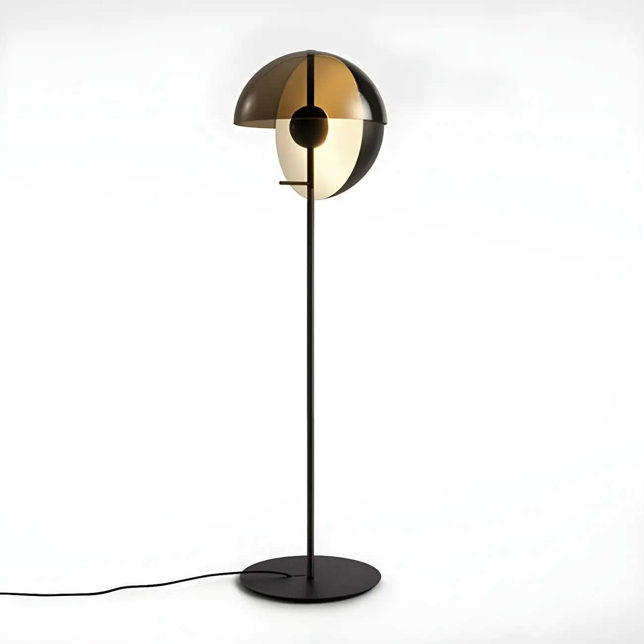 Lampadaire moderne en verre noir avec globe pour intérieur