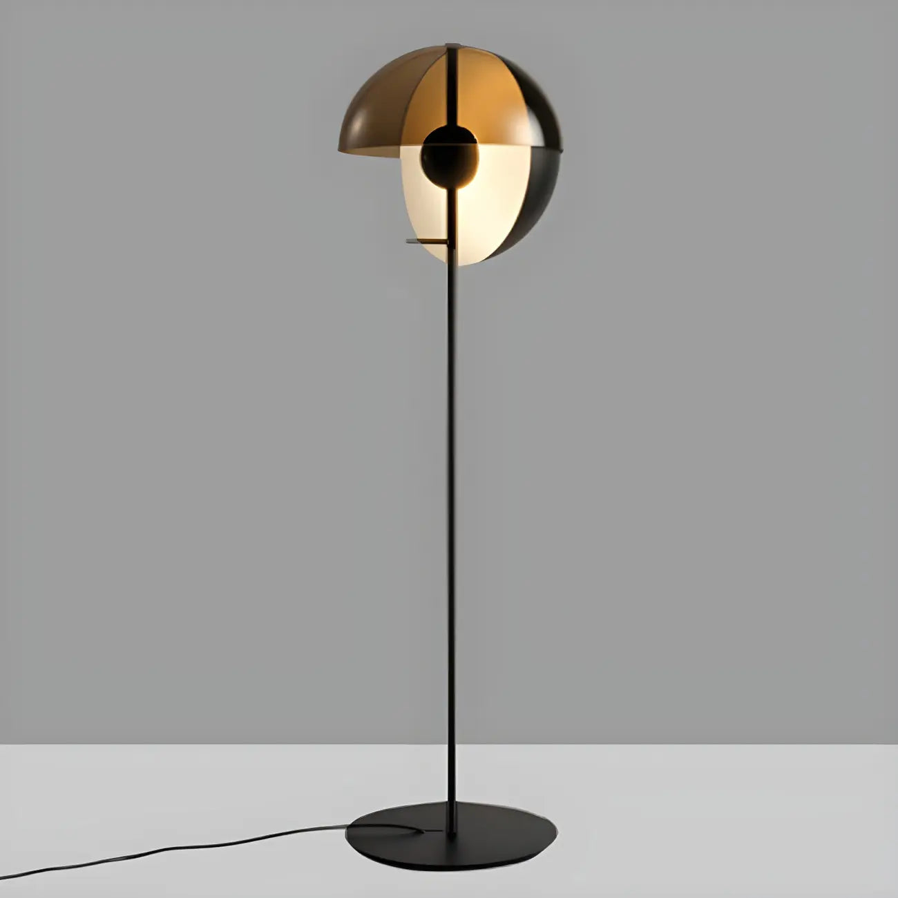 Lampadaire moderne en verre noir avec globe pour intérieur