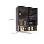 Vitrine suspendue en bois avec portes vitrées