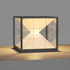 Lampes solaires modernes à lumière chaude, cubes transparents, pour poteaux extérieurs