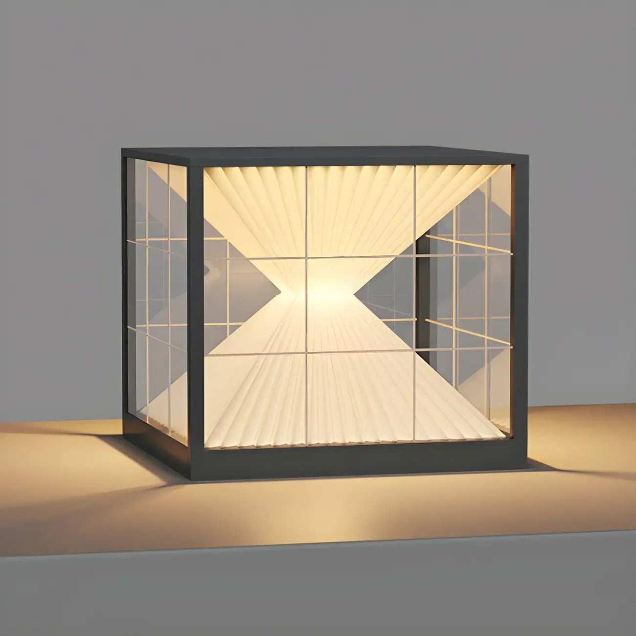 Lampes solaires modernes à lumière chaude, cubes transparents, pour poteaux extérieurs