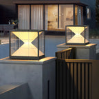 Lampes solaires modernes à lumière chaude, cubes transparents, pour poteaux extérieurs