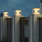 Lampes solaires modernes à lumière chaude, cubes transparents, pour poteaux extérieurs