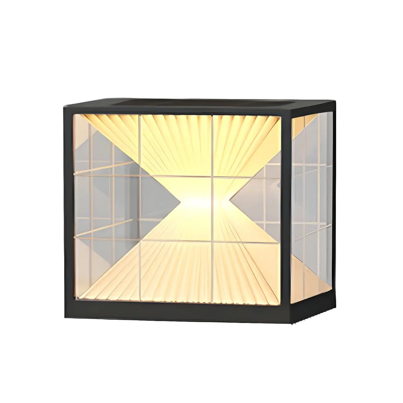 Lampes solaires modernes à lumière chaude, cubes transparents, pour poteaux extérieurs