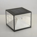 Lampes solaires modernes à lumière chaude, cubes transparents, pour poteaux extérieurs