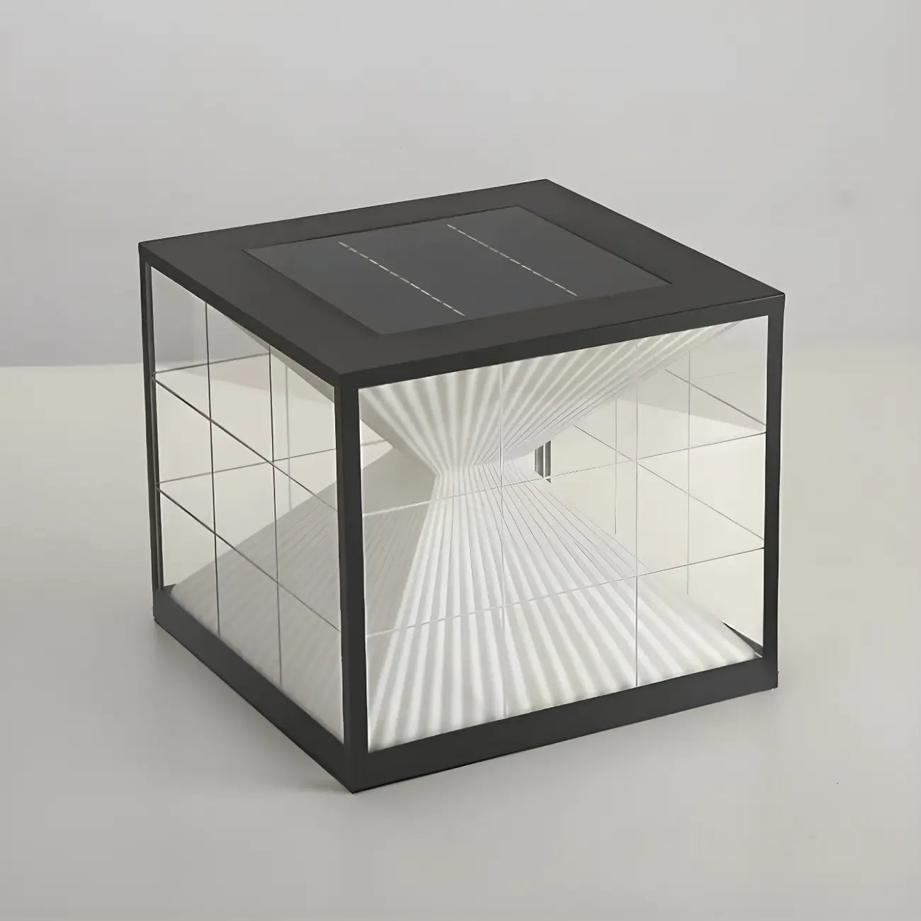Lampes solaires modernes à lumière chaude, cubes transparents, pour poteaux extérieurs
