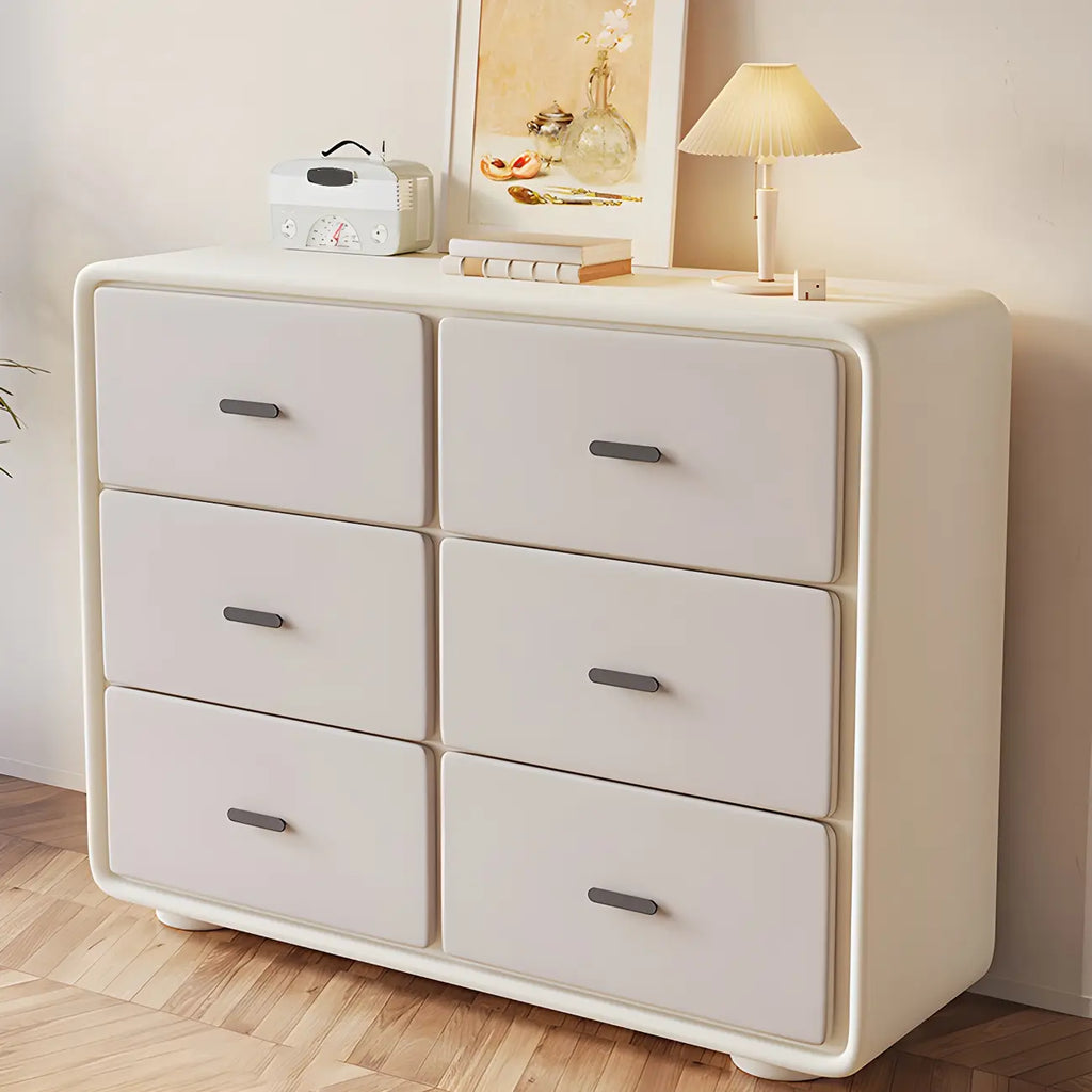 Commode élégante en bois blanc avec 6 tiroirs de rangement