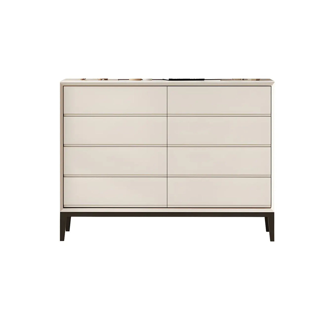 Commode élégante en bois blanc avec 6 tiroirs de rangement