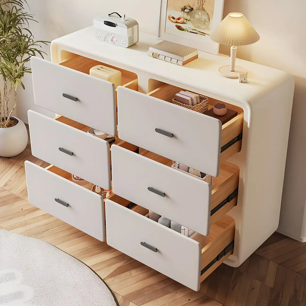Commode élégante en bois blanc avec 6 tiroirs de rangement