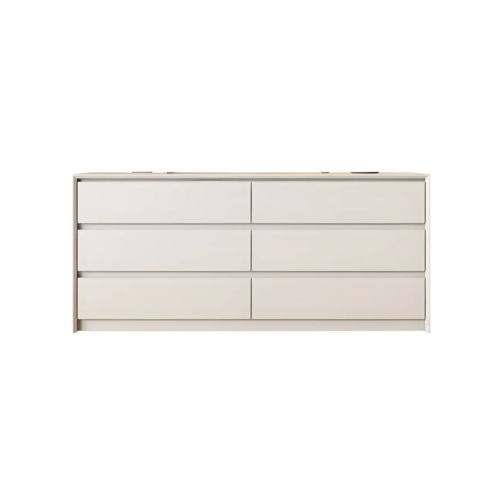 Commode élégante en bois blanc avec 6 tiroirs de rangement