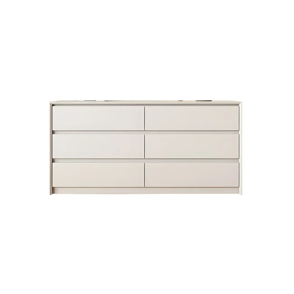 Commode élégante en bois blanc avec 6 tiroirs de rangement