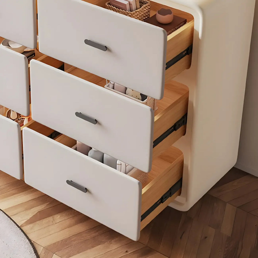 Commode élégante en bois blanc avec 6 tiroirs de rangement