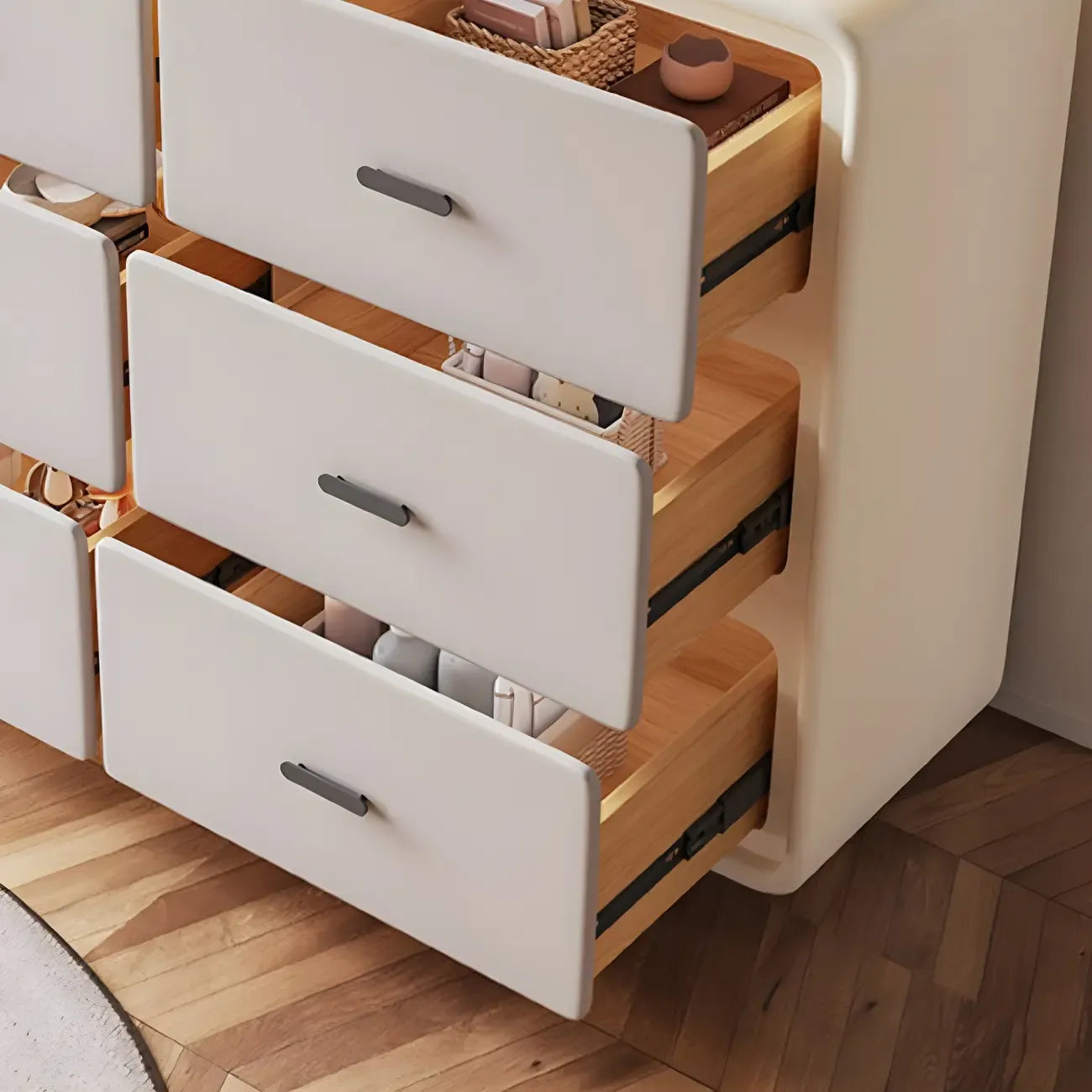 Commode élégante en bois blanc avec 6 tiroirs de rangement