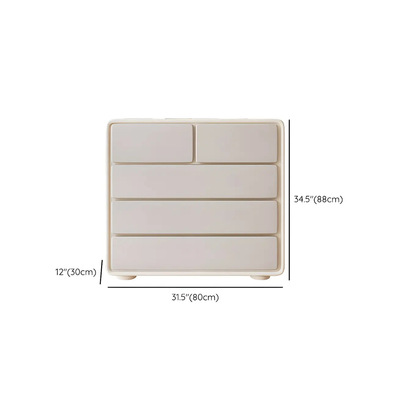 Commode élégante en bois blanc avec 6 tiroirs de rangement