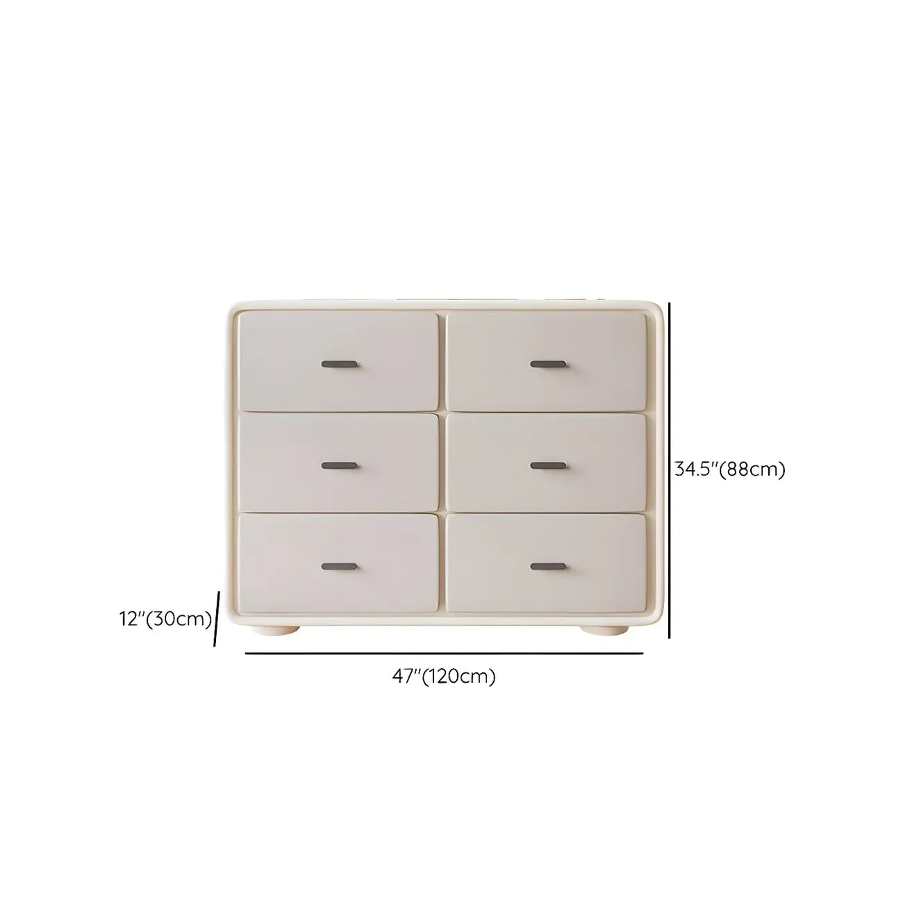 Commode élégante en bois blanc avec 6 tiroirs de rangement