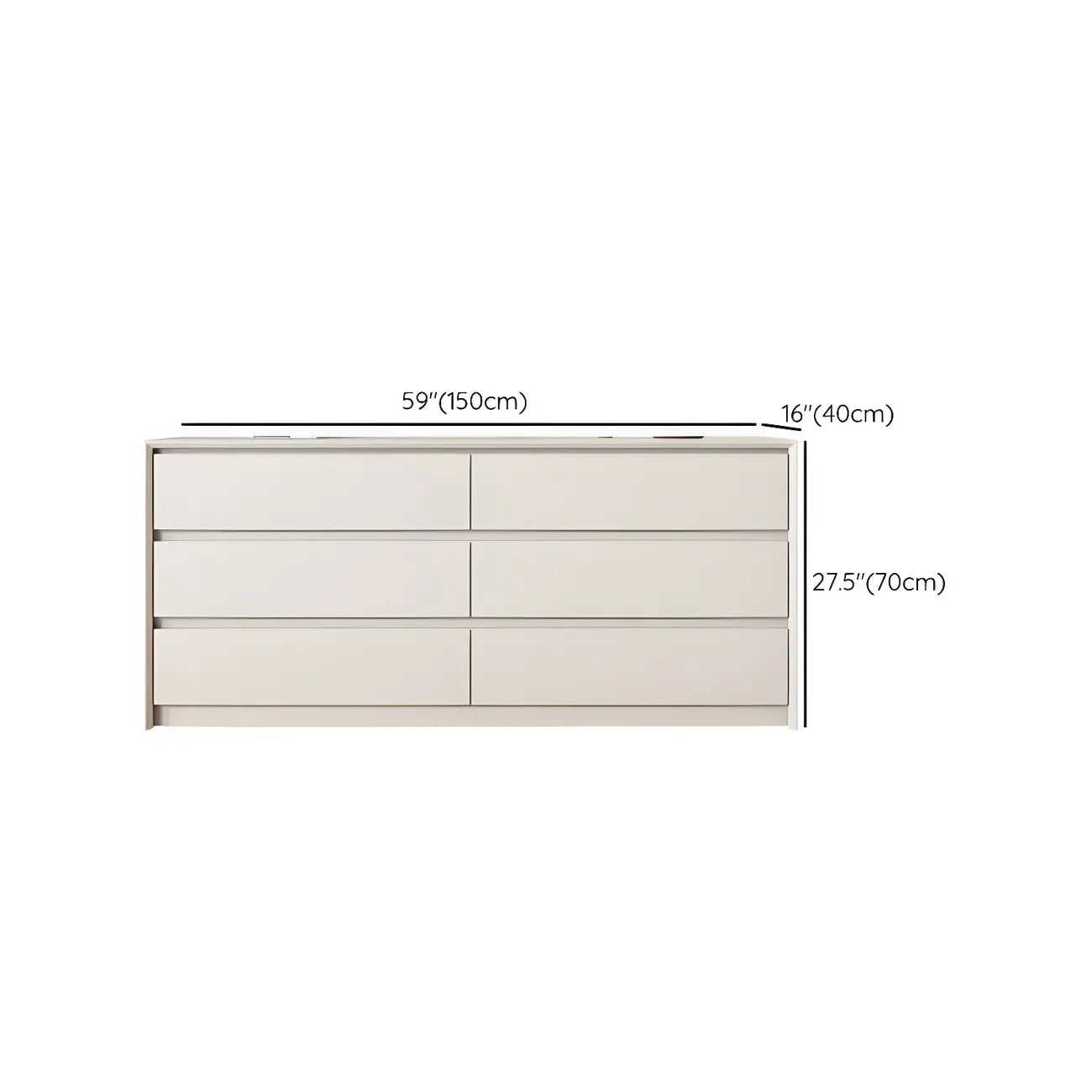 Commode élégante en bois blanc avec 6 tiroirs de rangement