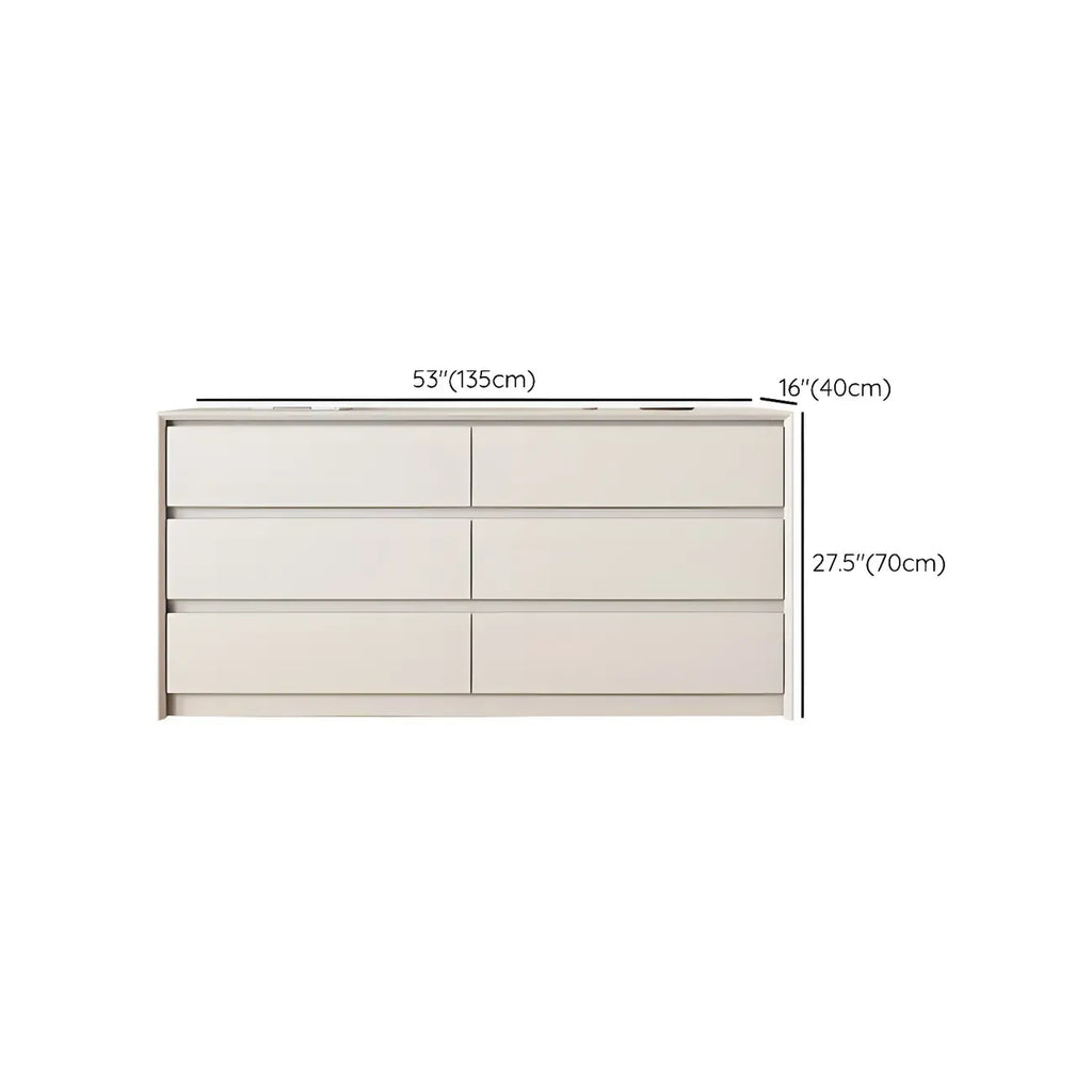 Commode élégante en bois blanc avec 6 tiroirs de rangement