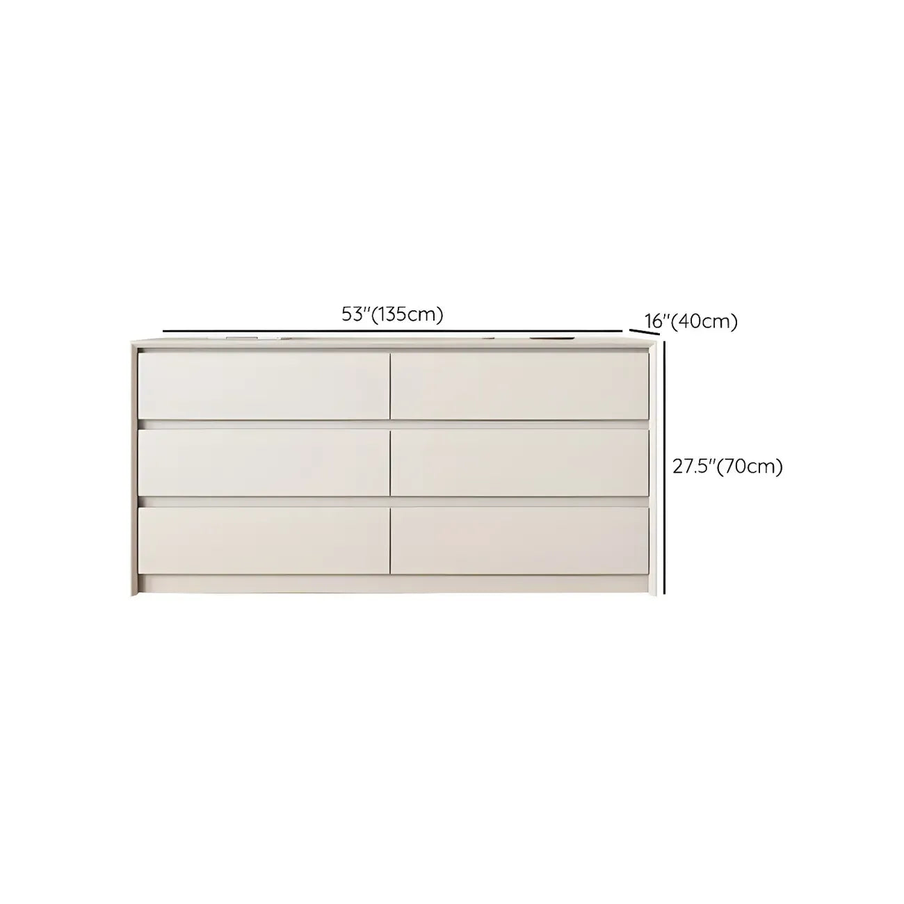Commode élégante en bois blanc avec 6 tiroirs de rangement