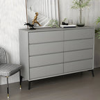 Commode minimaliste grise à 8 tiroirs en bois massif