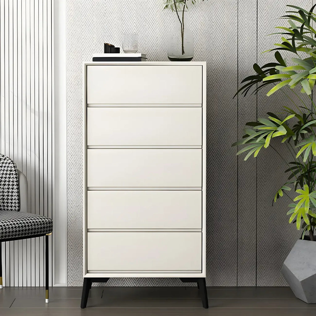 Commode minimaliste grise à 8 tiroirs en bois massif