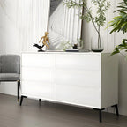 Commode minimaliste grise à 8 tiroirs en bois massif