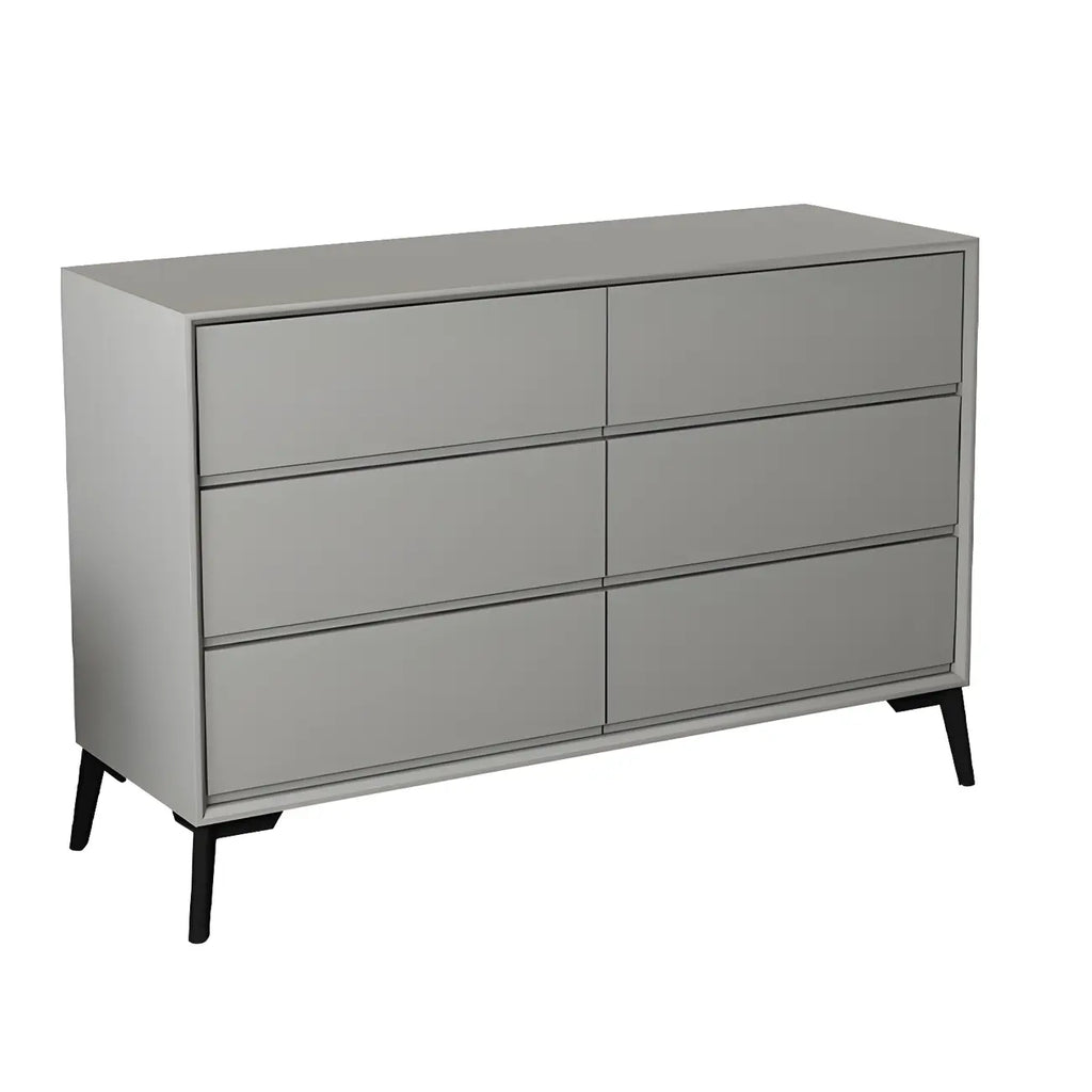 Commode minimaliste grise à 8 tiroirs en bois massif