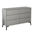 Commode minimaliste grise à 8 tiroirs en bois massif