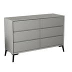 Commode minimaliste grise à 8 tiroirs en bois massif