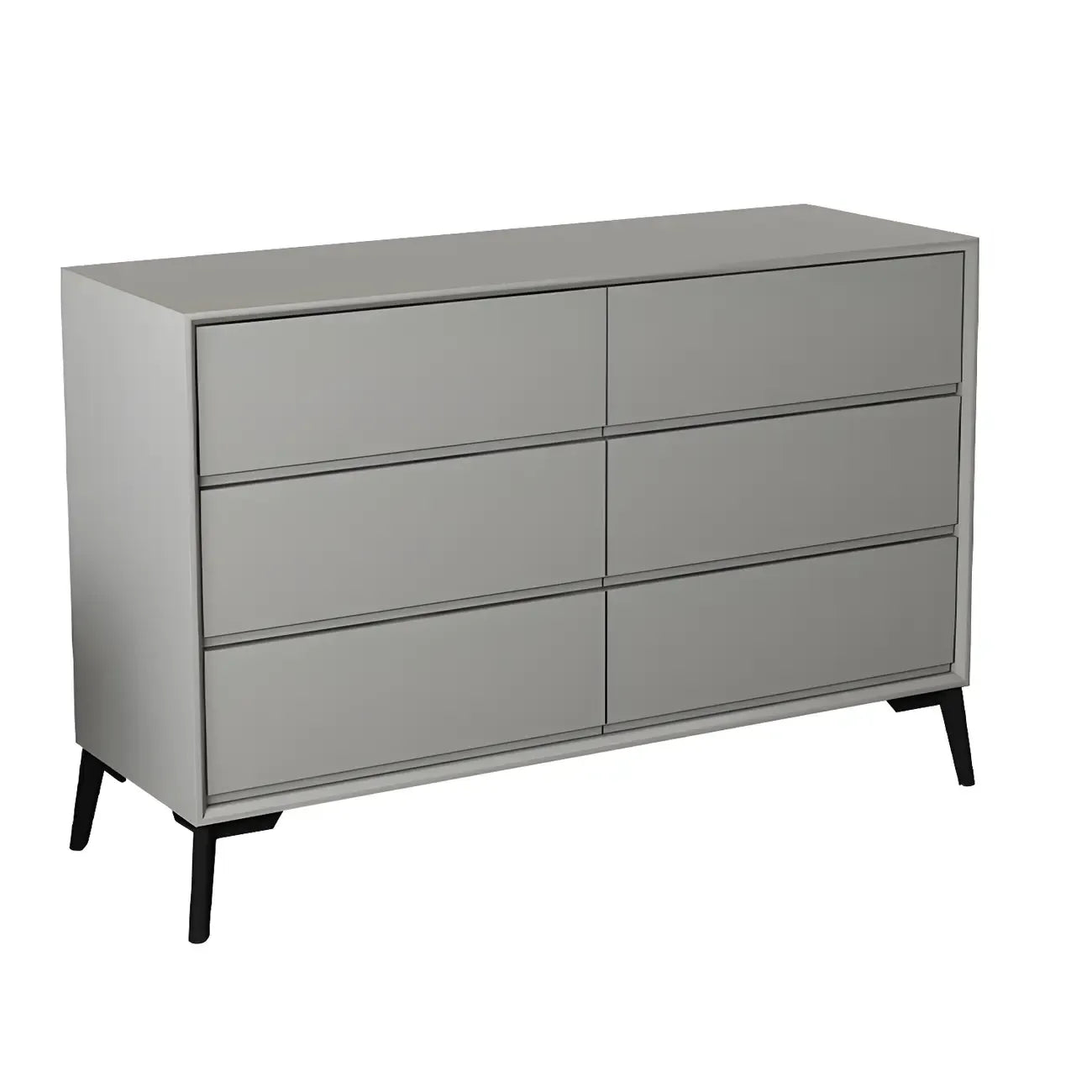 Commode minimaliste grise à 8 tiroirs en bois massif
