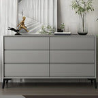 Commode minimaliste grise à 8 tiroirs en bois massif