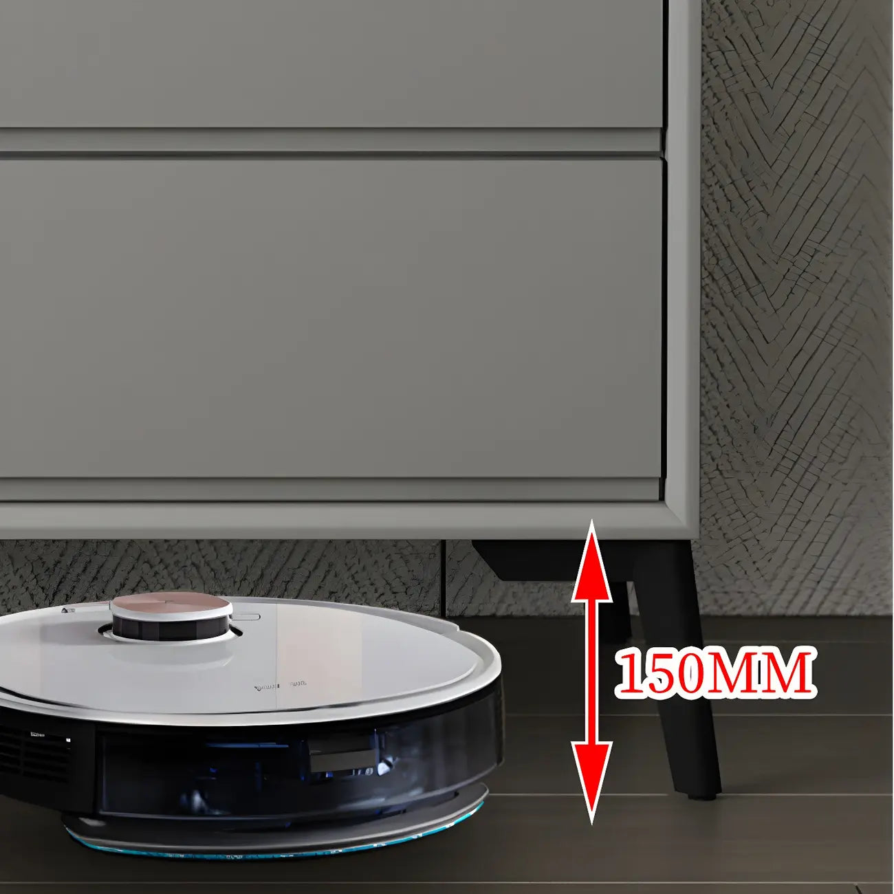 Commode minimaliste grise à 8 tiroirs en bois massif