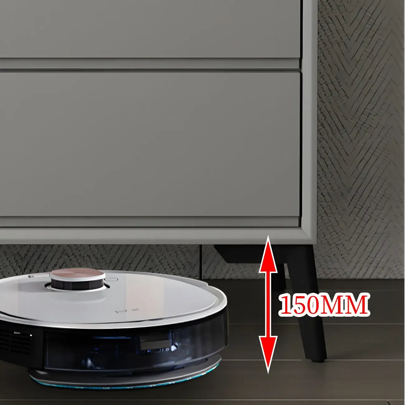 Commode minimaliste grise à 8 tiroirs en bois massif