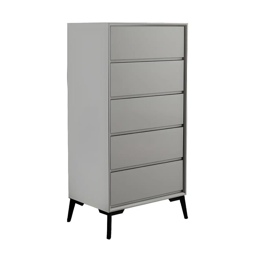 Commode minimaliste grise à 8 tiroirs en bois massif