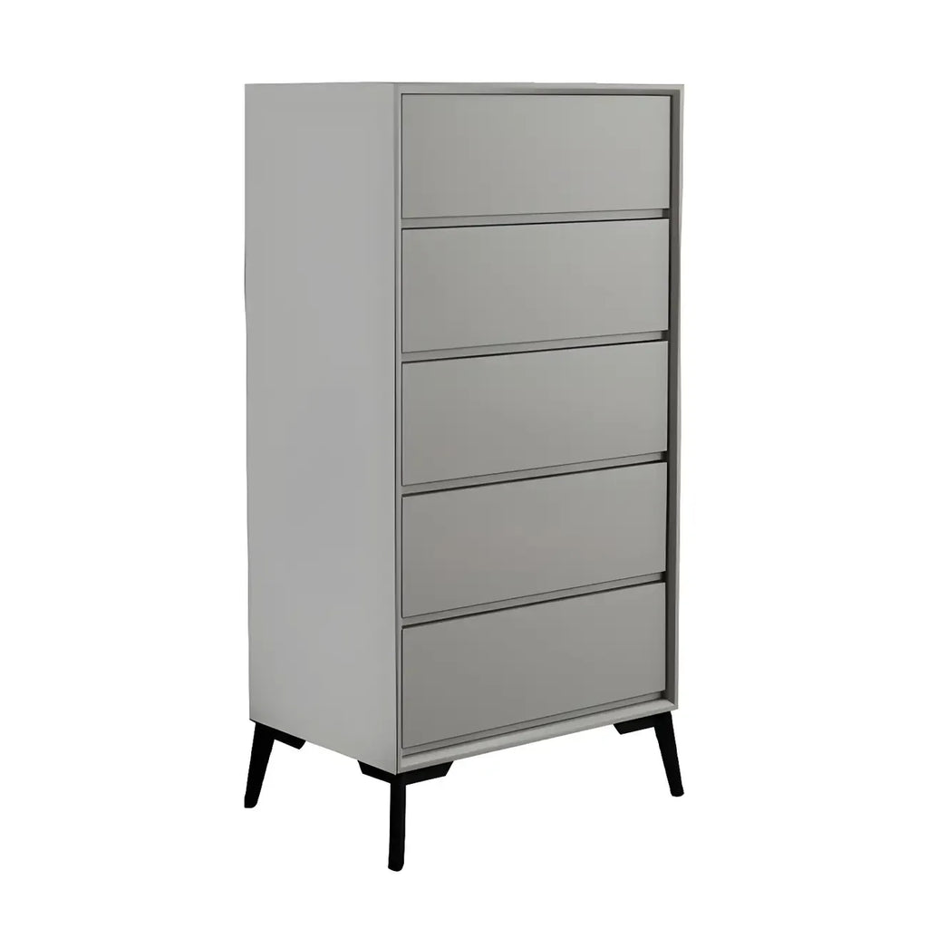 Commode minimaliste grise à 8 tiroirs en bois massif