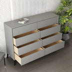 Commode minimaliste grise à 8 tiroirs en bois massif