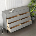 Commode minimaliste grise à 8 tiroirs en bois massif